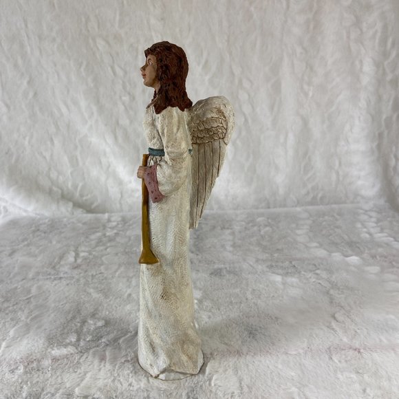 TNT 1993 Item 3531 Painted finished Pecan Resin Angel with Horn - Picture 2 of 10